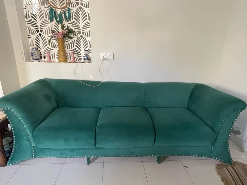 Green Velvet Sofa Set for Sale 1