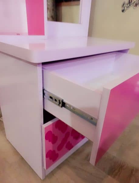 pink white kitty dressing table new condition 5