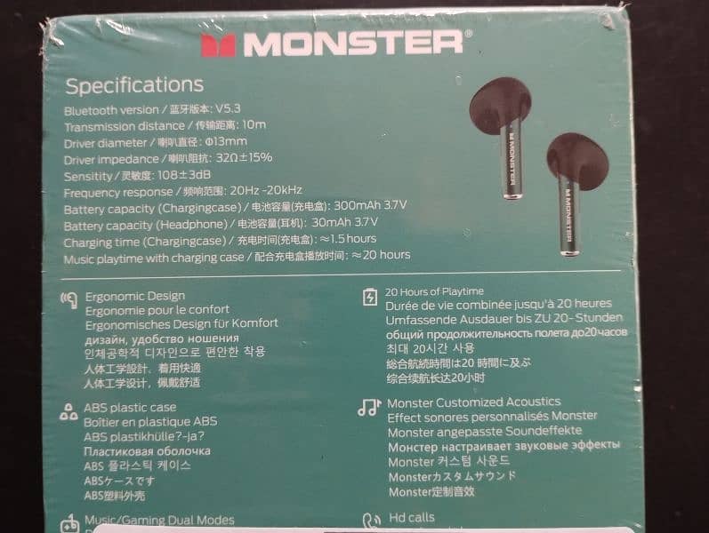 earbuds monster xt16 condition 10/10 New 3