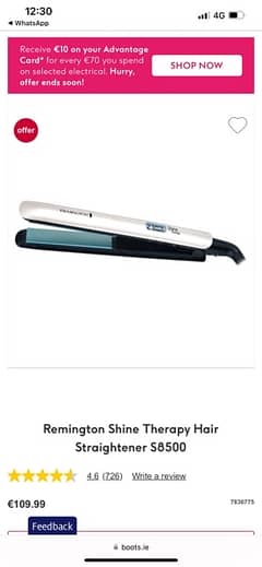 brand new remington shine therapy hair staightner S8500