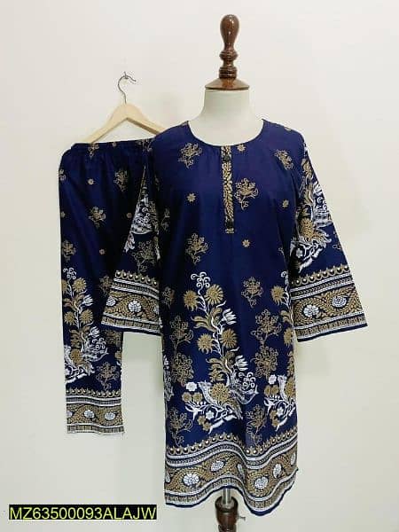 2pcs women stitched printed suit 1