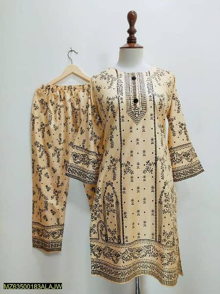 2pcs women stitched printed suit 4