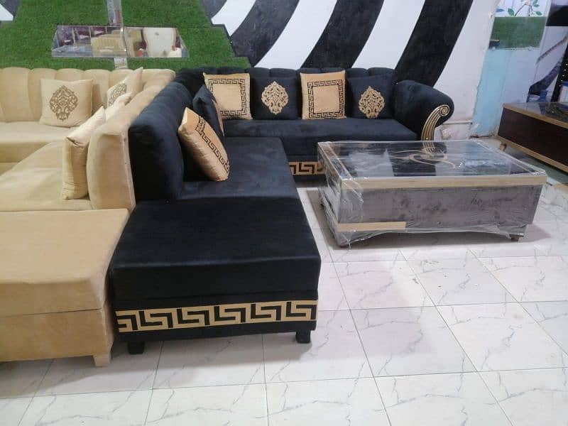 Brand new L shape Corner sofa six seater in velvet fabric stuff 1
