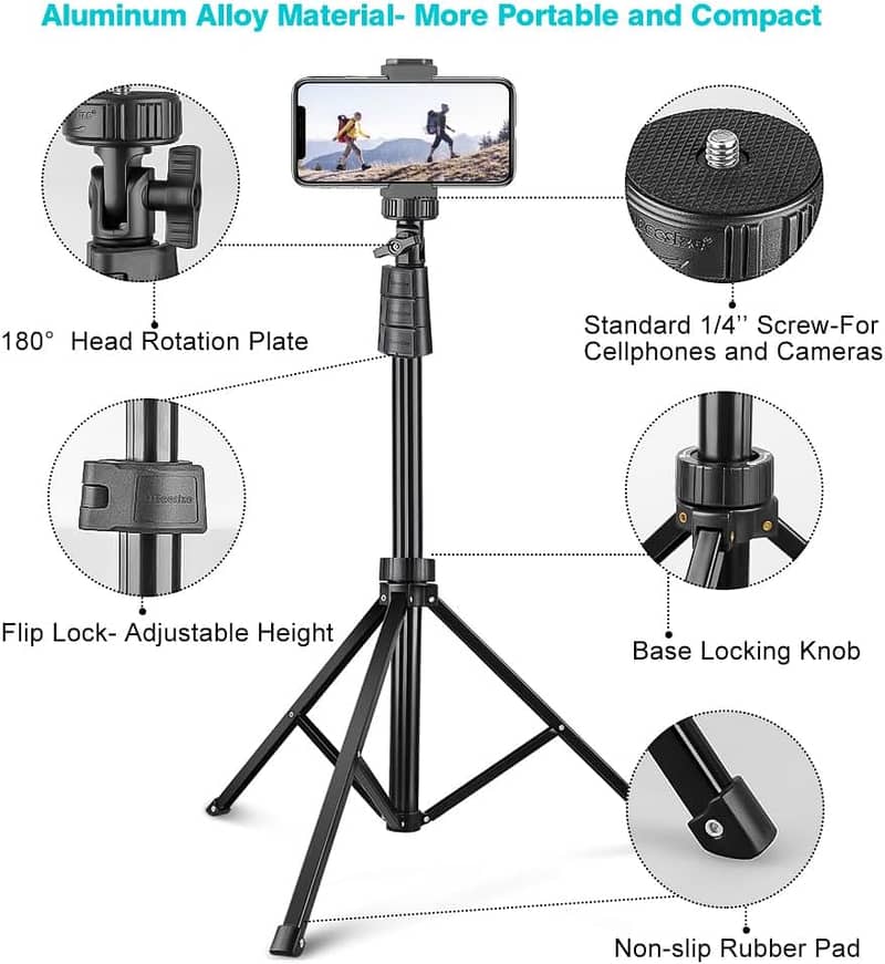 UBeesize 67 Inch Phone Tripod andy switch between horizontal, vertical 2