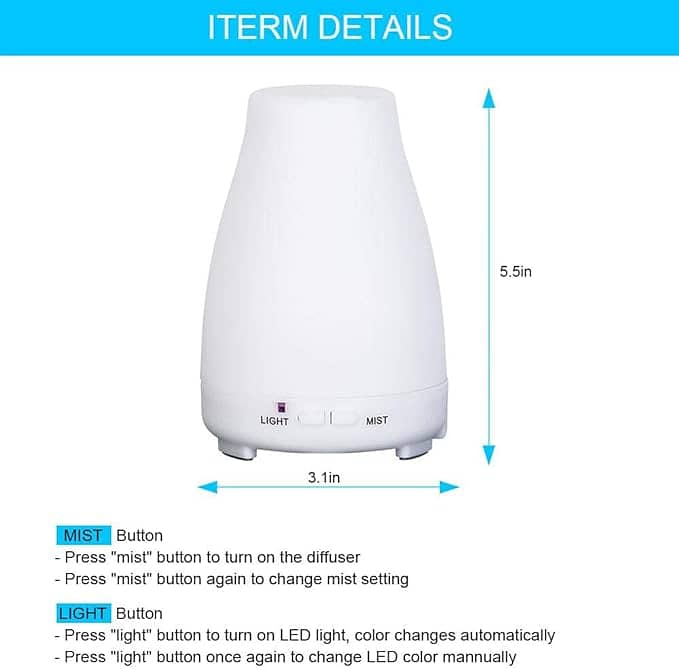 Humidifier, 200ml Electric Aroma Diffuser Ultrasonic Humidifier Essent 1