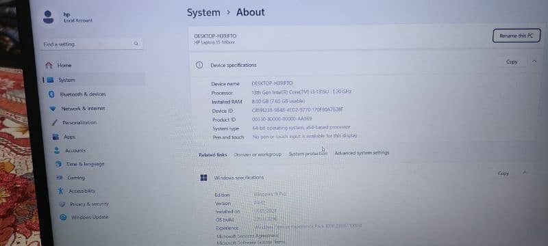 HP laptop 15 Fdo 333nia (Gold)corei3 13Gen urgent for sale 3