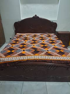 Beautiful Wooden Bed with 1side Table and dressing table