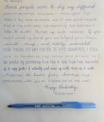 Handwriting assignment work