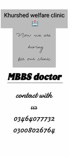 We need an experienced MBBS doctor (Urgent!)