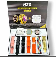 I 20 Ultra Gold/Silver 10 in 1 Smart Watch with Airpods