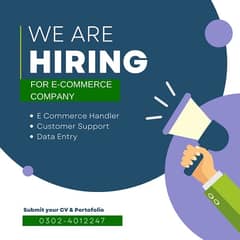 Freshers and Experienced Person Required for E-Commerece Company