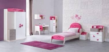 Beautiful girls bed with side table and chest of drawers