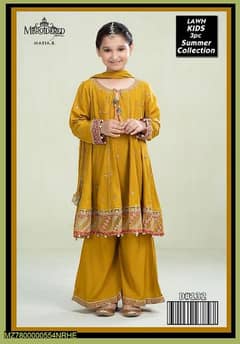 3 pcs Girls lawn Embroidered Suit
