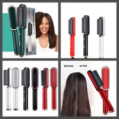 Hair Straightener Brush For Girls Ceramic Heated Hair Styling Brush