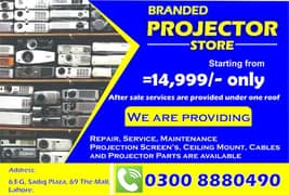 New and reconditioned projectors and screen