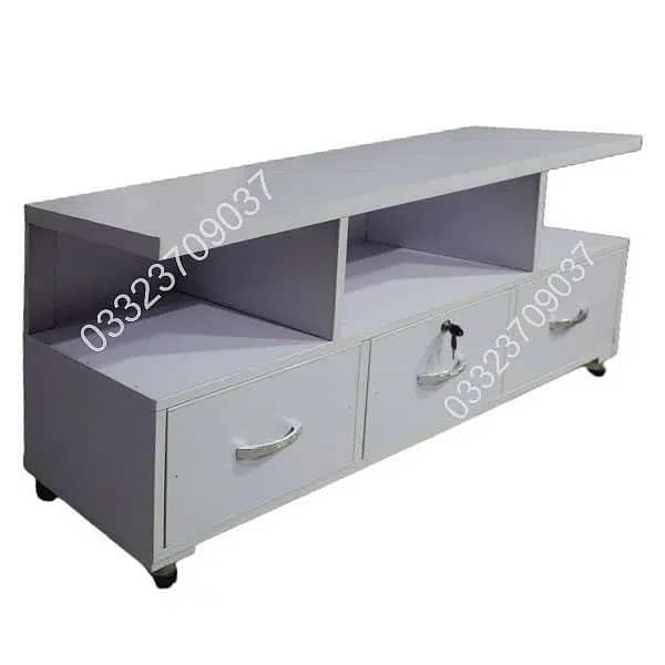 White 4 Feet Three Drawer Led tv table consol led tv rack cabin 2