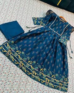 2 pcs Women's Stitched Cotton Printed Maxi and Trouser