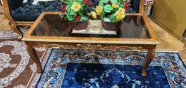 wooden table set with deco color like new