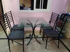 Stainless steel Dining table with 4 chairs