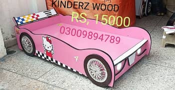 car bed with front and floor led light (KINDERZ WOOD)