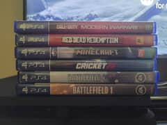 Ps 4 games | Big titles | Cricket 22 , Minecraft, Rdr 2, Battlefeild.