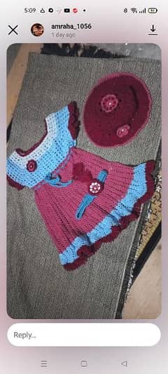 Baby crochet frock+Cap+head ribbon