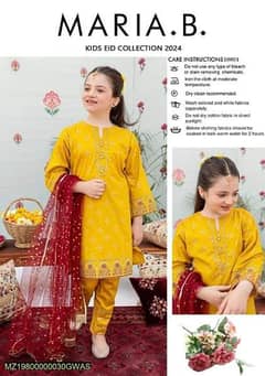 3 pcs Girl's Kid's Lawn Embroidered Suit Watsapp 03412770610