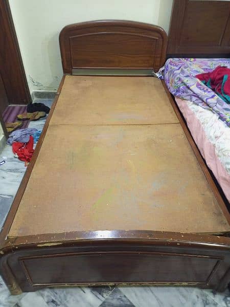 urgent sale solid wooden single bed 2