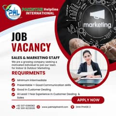 SALES & MARKETING STAFF (Males & Female Both Can Apply)