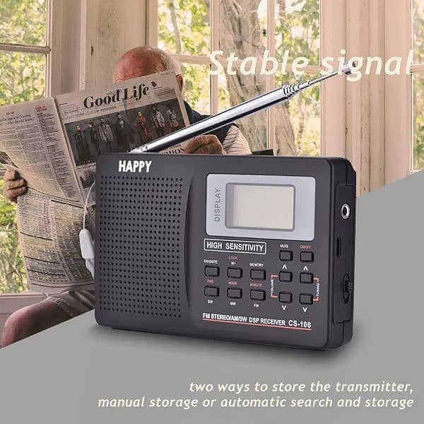 Portable Digital AM FM Stereo Radio FM/AM/SW/LW/TV 5