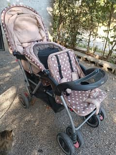 Babyhug Twinster Easy Foldable Twin Stroller/pram