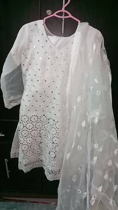 white colour organza dress