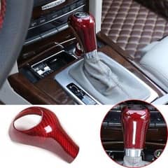 Mercedes-Benz W204 Red Carbon Fiber Gear Shift Knob Cover Trim Fits