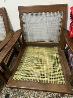set of 3 wooden chairs