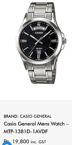 CASIO 1381-D Men's watch stainless steel MTP
