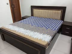 Bed without Mattress and With side tables