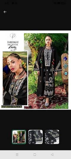 3 pcs woman unstitched Lawn Embroidered Suit