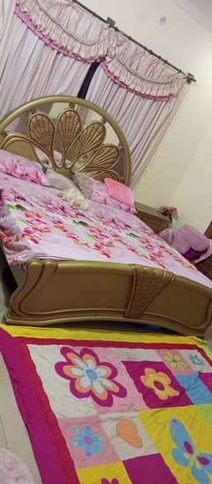 Deco Double Bed with 2 Side Tables and Dressing (Without Matress)