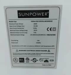 Sunpower 200 watt, Made in USA