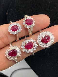 925 Sterling Silver Rings With Natural Ruby Stones 2ct