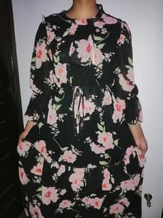 Branded floral maxi dress with attached belt for sale