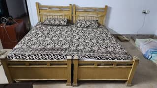 2 Single Bed Solid Wood