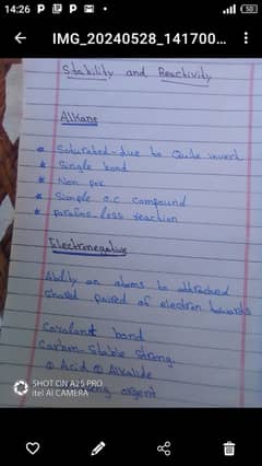 Handwritten assignment work