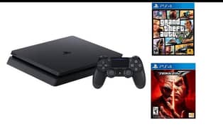 PS4 Slim slightly used with two games Takken 7 and GTA 5