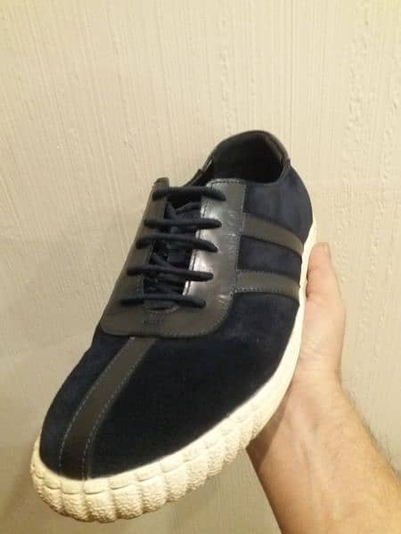 Dark Blue Suede Leather Mens Sneakers Shoes For Sale 1