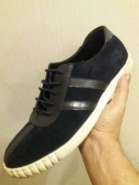 Dark Blue Suede Leather Mens Sneakers Shoes For Sale 0