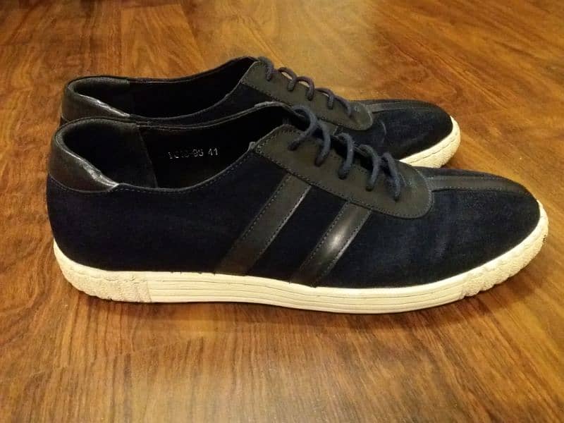 Dark Blue Suede Leather Mens Sneakers Shoes For Sale 3