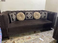 7 seater sofa set, Versace print in dark brown color