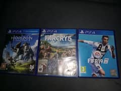 PS4 Games. Horizon Zero dawn, Far cry 5, FIFA 19
