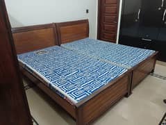 2 Single Wooden Bed and Foam